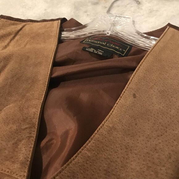 John L. Blair Personal Choice Vest Mens 2XL Brown Suede Leather Snap Southwest - Picture 6 of 9